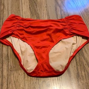 J crew high waisted ruched bikini bottoms. Medium
